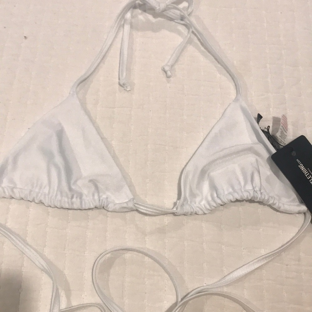 NWT 8  10 12 triangle white bikini top